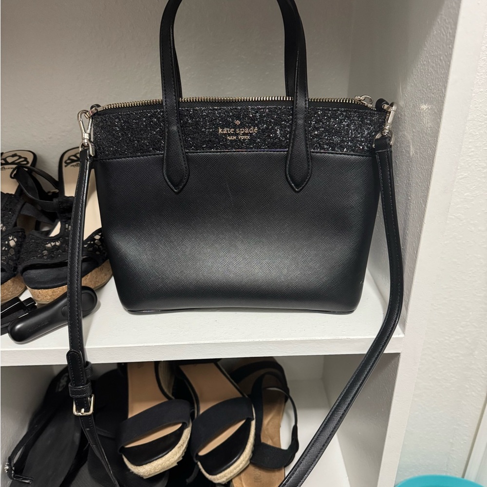 Kate Spade Black Satchel with Glitter Accent